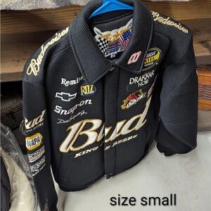 Budweiser Black Racing Jacket with Gold Accents